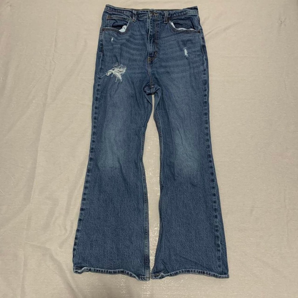 Levis Premium 70s High Flare Distressed Jeans Blue Big E W30 L30